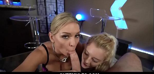  Two blond babes bust a nut for big cock - Kenzie Taylor,Riley Star
